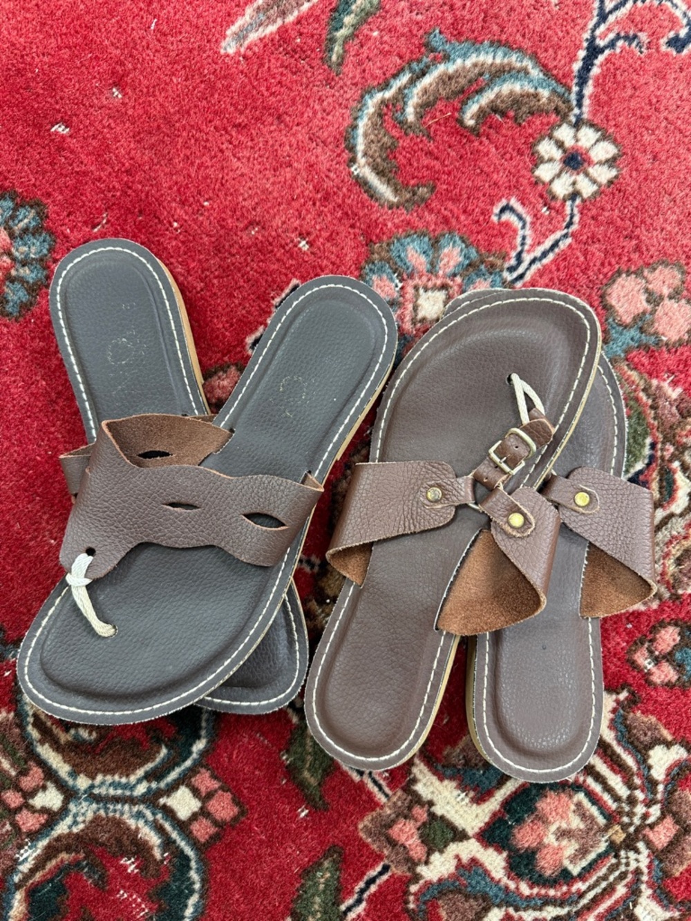 Kino handmade Brown Women's Leather Slide Sandals